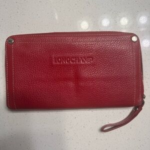Longchamp Cherry Red Leather Wristlet